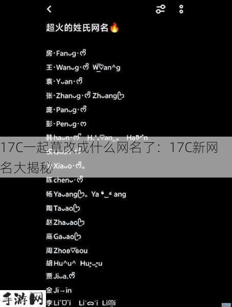 17C一起草改成什么网名了：17C新网名大揭秘